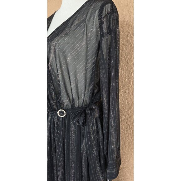 Alexa B Nites Sheer Sparkle Formal Maxi Dress Womens Size 18W - Picture 3 of 16